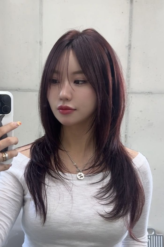롱 레이어드컷 스타일
