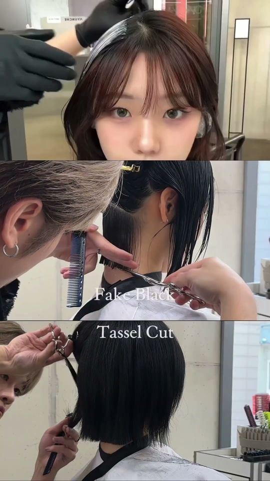 페이크블랙 염색과 태슬컷 시술 영상 썸네일